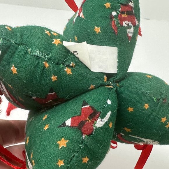 Vintage Fabric Christmas Tree Santa Red Ribbon Holiday 6 In Tiered Tray Decor - Picture 8 of 10